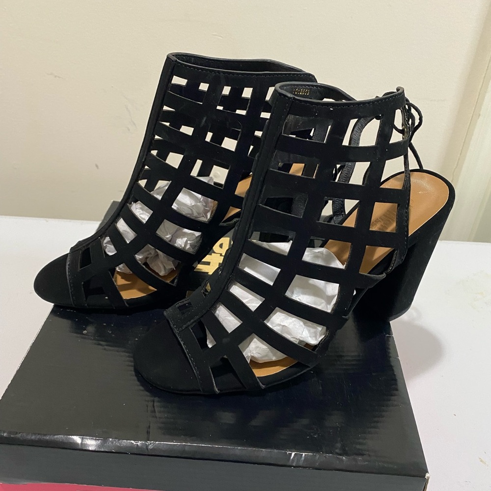 Charlotte Russe Black Caged Heels